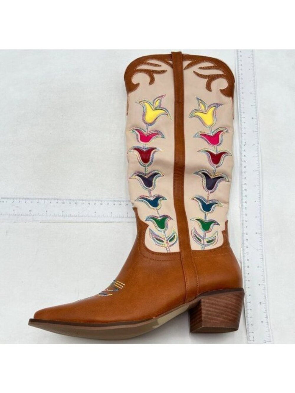 womens Round Up Square Toe Western Boot Brown